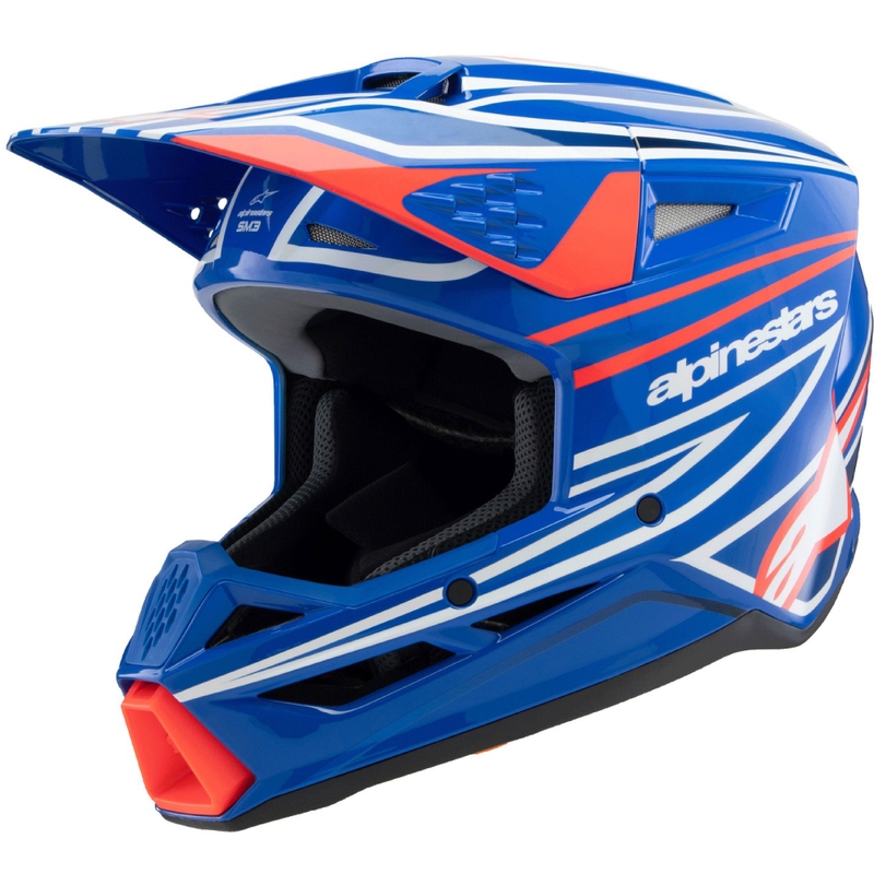 Kask motocrossowy dla dzieci Alpinestars S-M3 WURX niebiesko-czerwono-biało-czarny