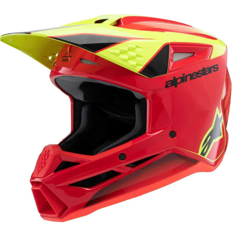 Kask motocrossowy dziecięcy Alpinestars S-M3 FRAY czerwono-fluo żółto-czarny