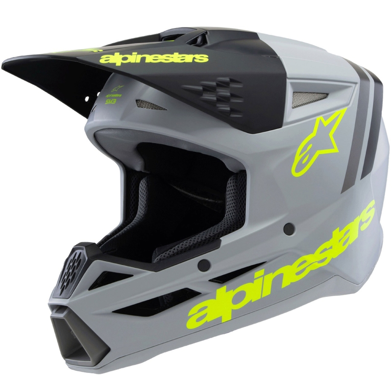 Kask motocrossowy dziecięcy Alpinestars S-M3 RADIUM matowy szaro-fluo żółto-czarny
