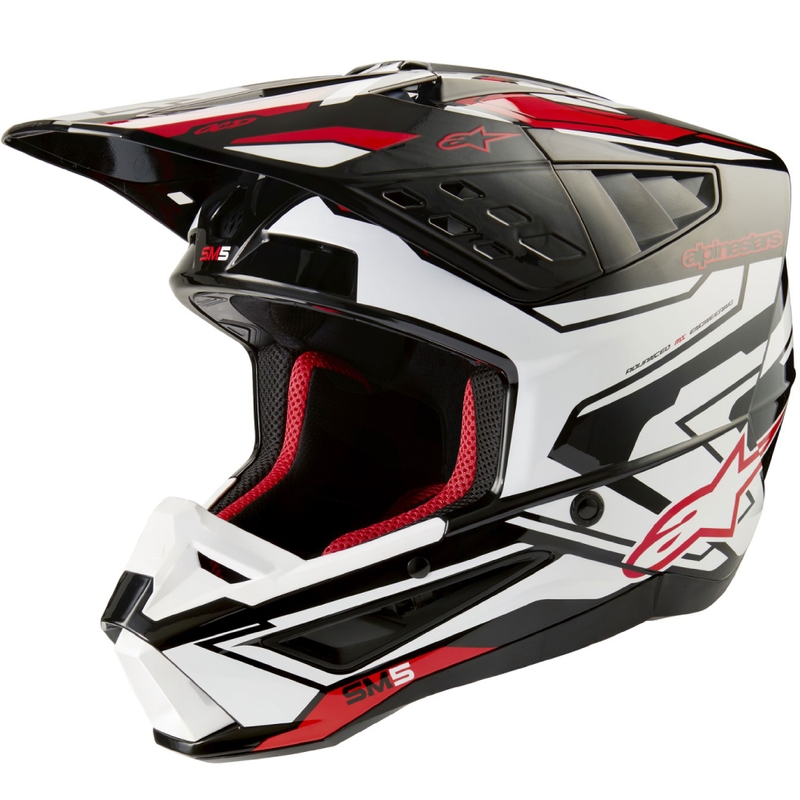 Kask motocrossowy Alpinestars S-M5 Action 2 w kolorze czarno-biało-fluoczerwonym