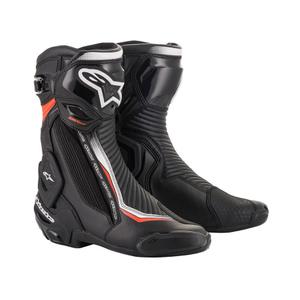 Buty motocyklowe Alpinestars SMX Plus 2 czarno-biało-fluo-czerwone