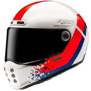Kask motocyklowy integralny HJC V10 Fabio Quartararo 20 Retro biało-czerwono-niebieski