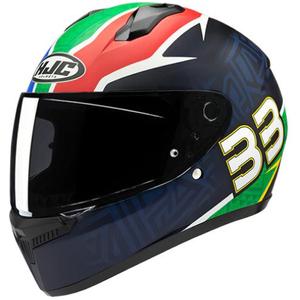 Kask motocyklowy integralny HJC C10 BB33 MC21SF niebiesko-zielono-czerwony
