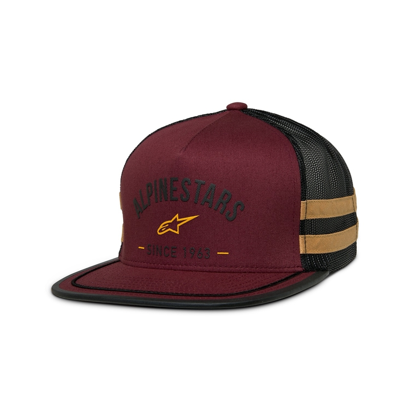 Czapka Alpinestars Backline Trucker w kolorze ceglasto-czerwono-czarno-złotym