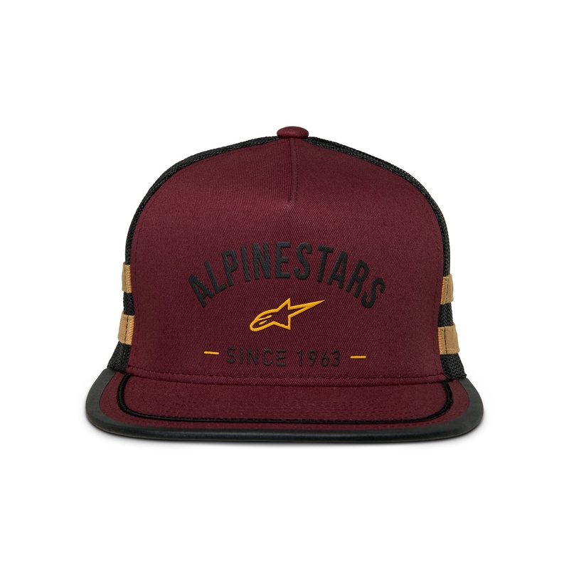 Czapka Alpinestars Backline Trucker w kolorze ceglasto-czerwono-czarno-złotym