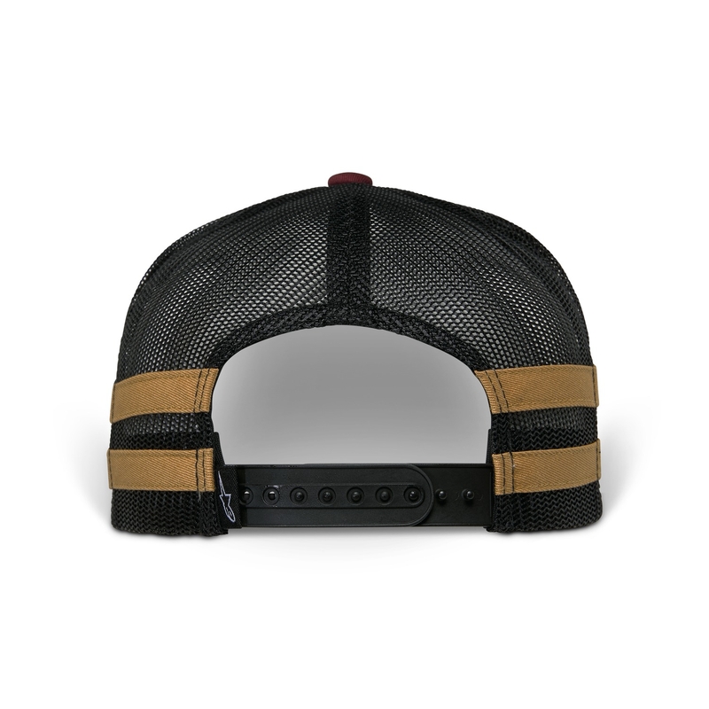 Czapka Alpinestars Backline Trucker w kolorze ceglasto-czerwono-czarno-złotym