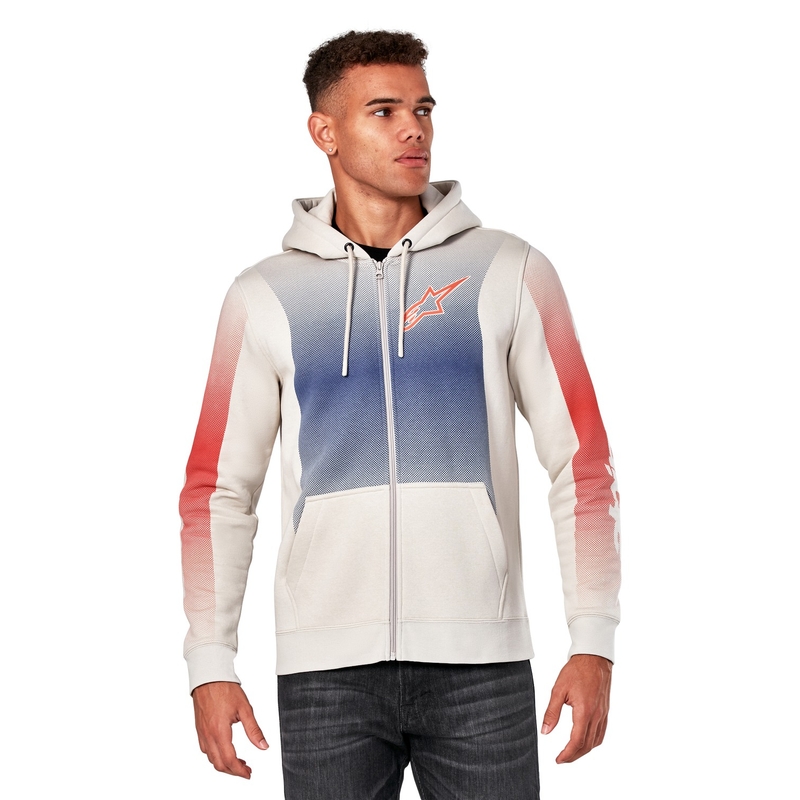 Bluza z kapturem Alpinestars Arising w kolorze złamanej bieli, niebiesko-czerwona