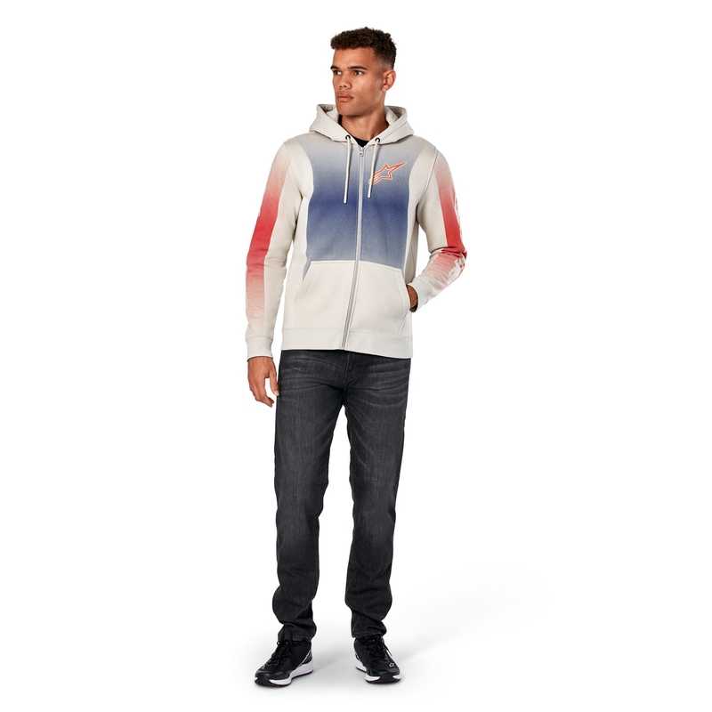 Bluza z kapturem Alpinestars Arising w kolorze złamanej bieli, niebiesko-czerwona