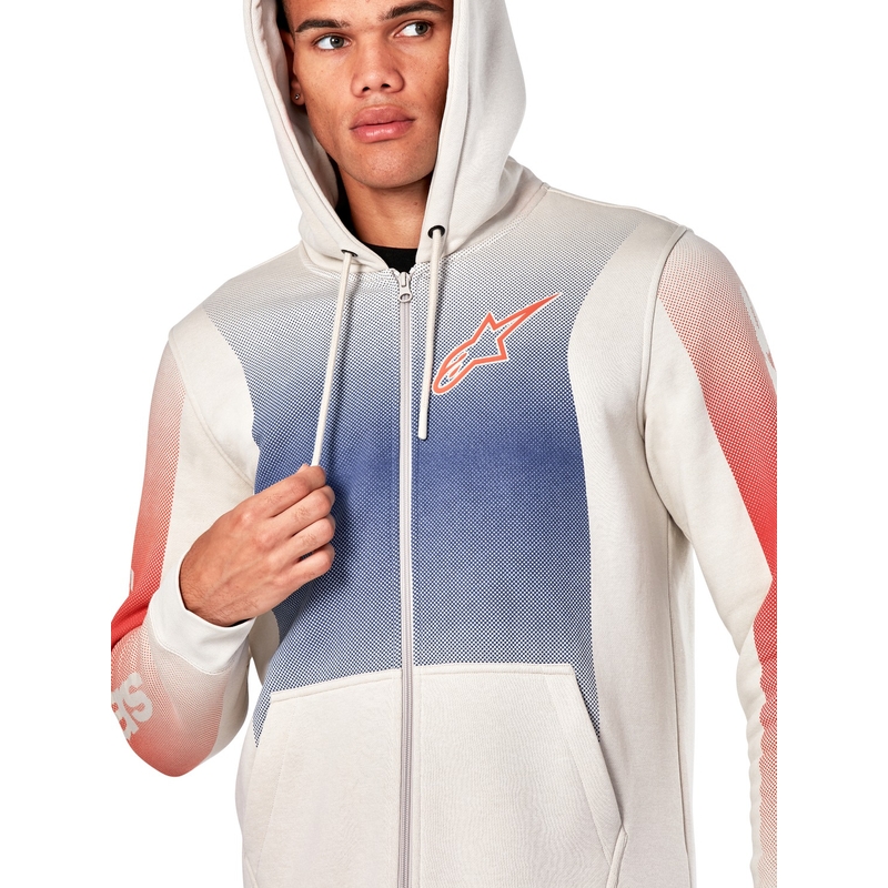 Bluza z kapturem Alpinestars Arising w kolorze złamanej bieli, niebiesko-czerwona