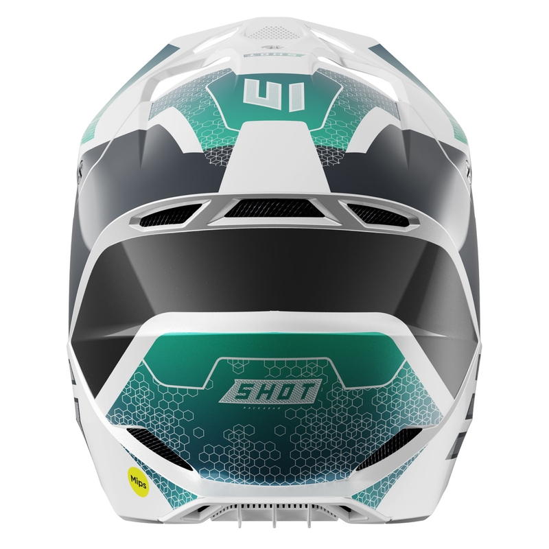 Kask motocrossowy Shot Race Phaser perłowo-czarno-turkusowo-biały