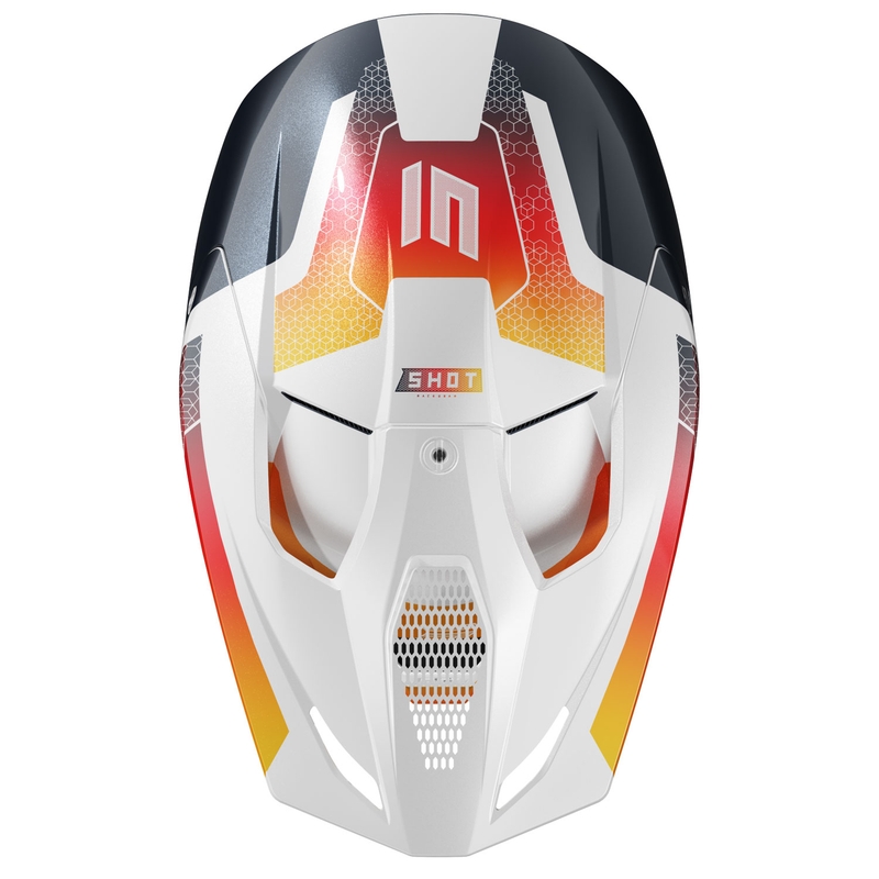 Kask motocrossowy Shot Race Phaser perłowo niebiesko-biało-pomarańczowy