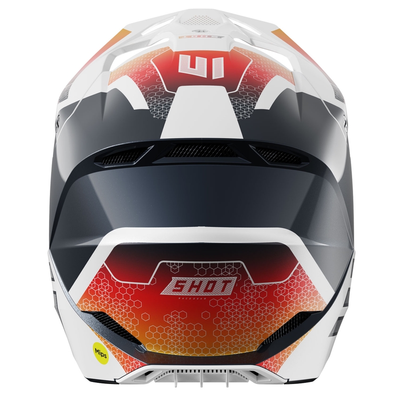 Kask motocrossowy Shot Race Phaser perłowo niebiesko-biało-pomarańczowy