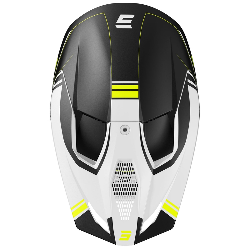 Kask motocrossowy Shot Race Sprint czarno-biało-fluo żółty