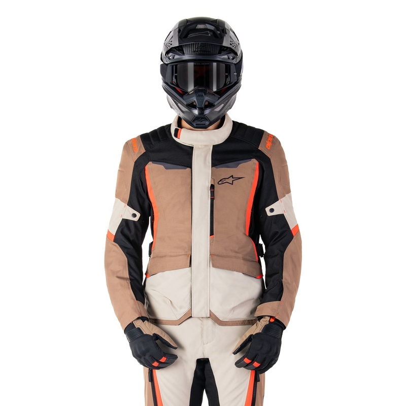 Alpinestars ST-1 Wodoodporna kurtka motocyklowa khaki-piaskowo-czarno-fluo-czerwona