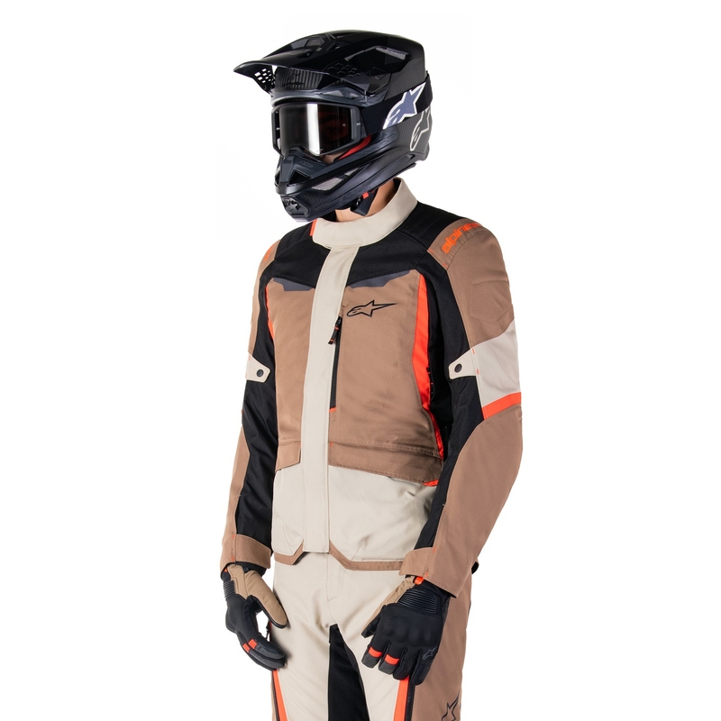 Alpinestars ST-1 Wodoodporna kurtka motocyklowa khaki-piaskowo-czarno-fluo-czerwona