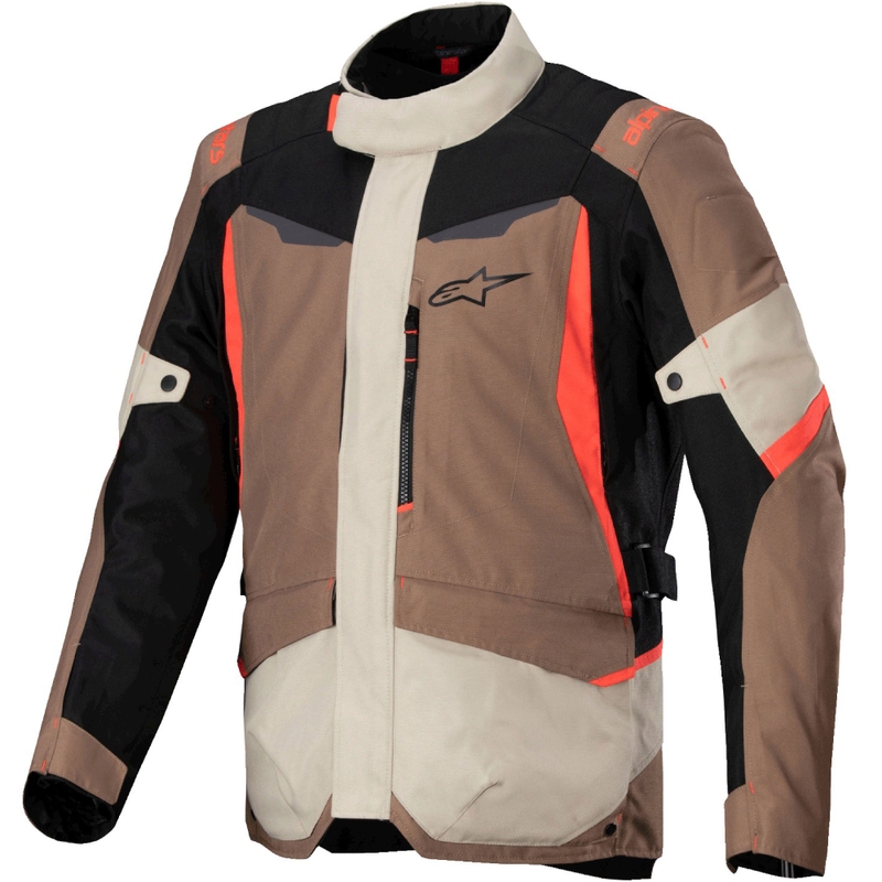 Alpinestars ST-1 Wodoodporna kurtka motocyklowa khaki-piaskowo-czarno-fluo-czerwona