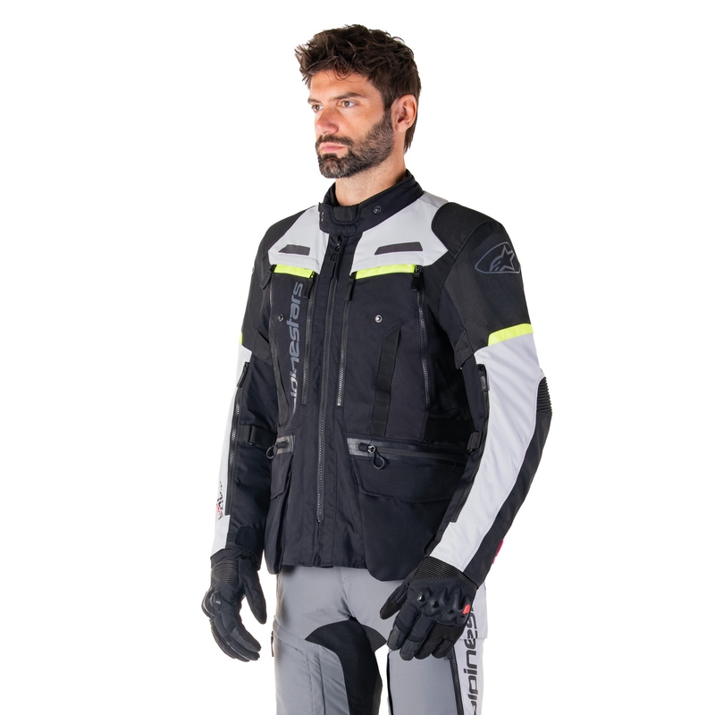 Kurtka motocyklowa Alpinestars Bogota PRO Drystar w kolorze czarno-szaro-fluo żółtym