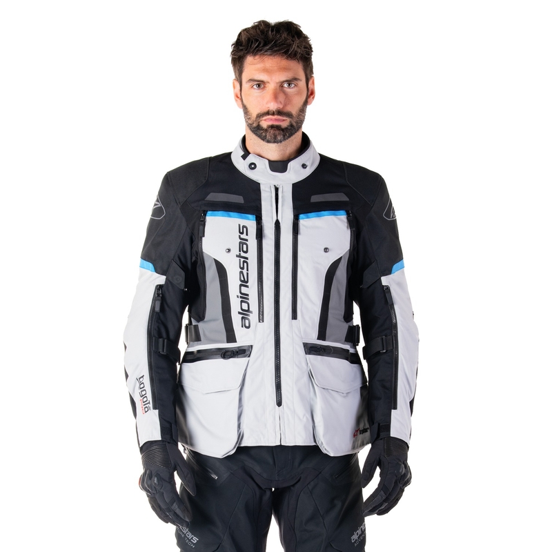 Kurtka motocyklowa Alpinestars Bogota PRO Drystar w kolorze szaro-czarno-niebieskim