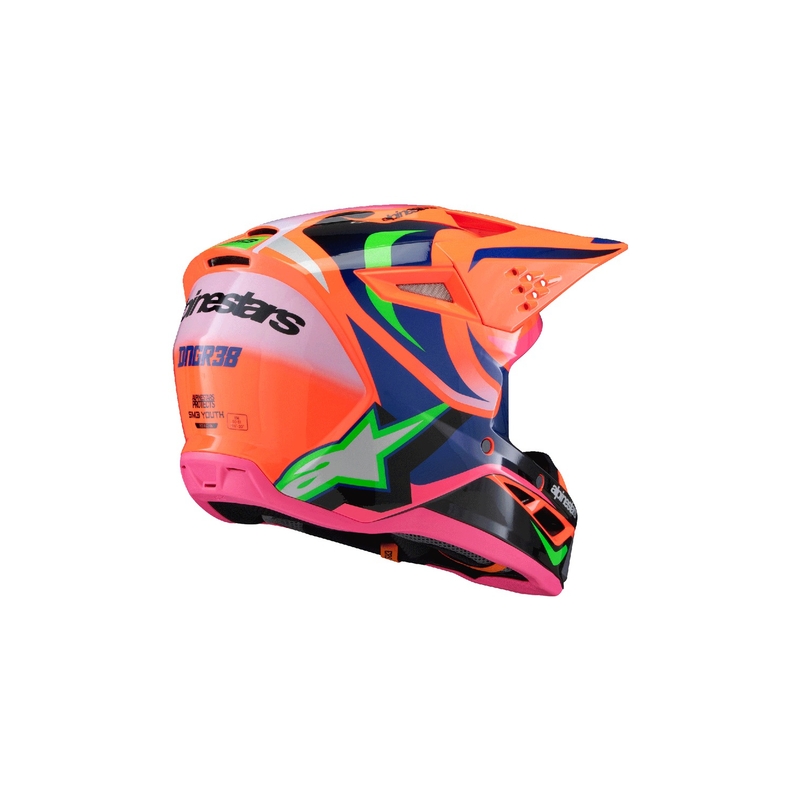 Dziecięcy kask motocrossowy Alpinestars S-M3 HAIDEN DEEGAN fluo pomarańczowo-fioletowo-różowo-zielony