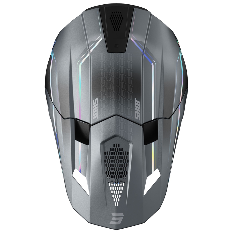 Kask motocrossowy Shot Lite Challenger perłowo-szary, holograficzny