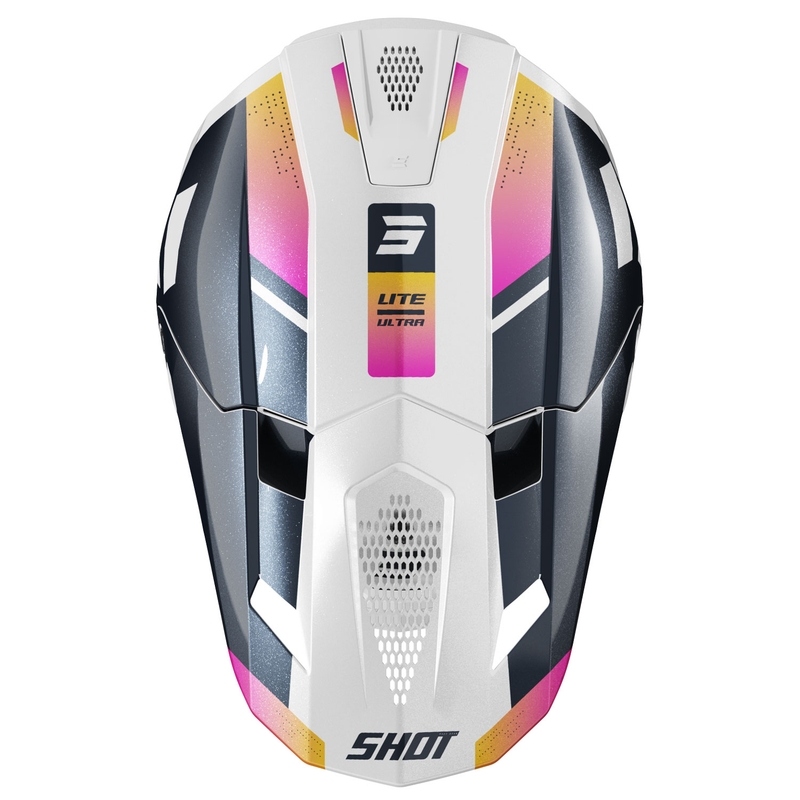 Kask motocrossowy Shot Lite Ultra perłowo niebiesko-pomarańczowo-różowy