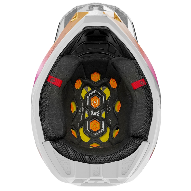 Kask motocrossowy Shot Lite Ultra perłowo niebiesko-pomarańczowo-różowy