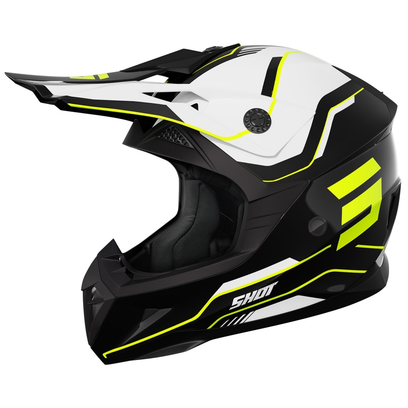 Kask motocrossowy Shot Pulse Lines w kolorze czarno-fluo żółtym