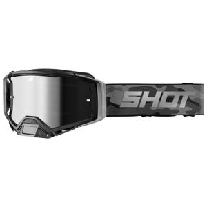 Gogle motocrossowe Shot Core w szarym kamuflażu z irydową pleksi