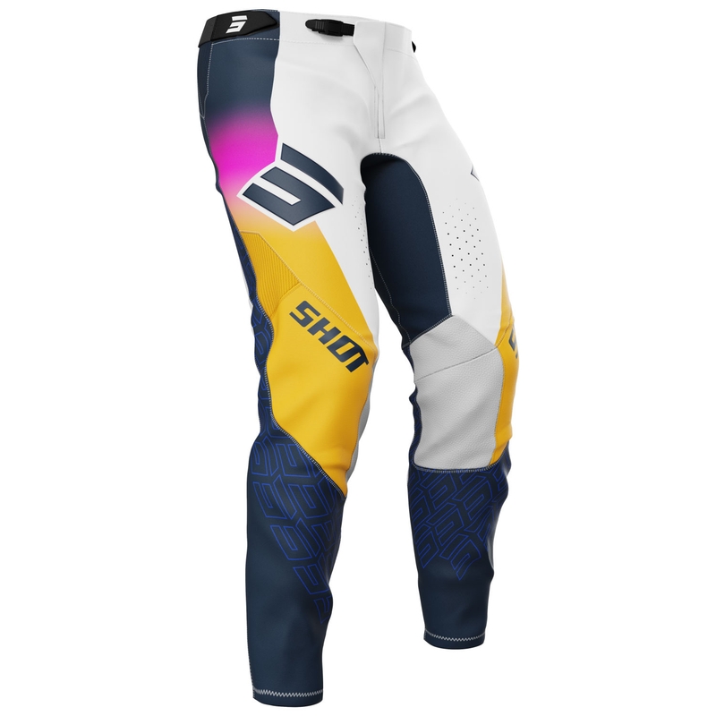 Spodnie motocrossowe Shot Aerolite Ultra niebiesko-pomarańczowo-różowe