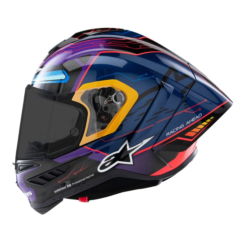 Kask motocyklowy integralny Alpinestars Supertech R-10 Limited Edition Martinator Jorge Martin Niebiesko-fioletowo-czerwono-żółty