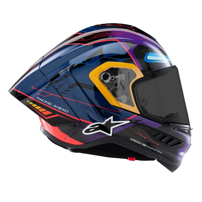 Kask motocyklowy integralny Alpinestars Supertech R-10 Limited Edition Martinator Jorge Martin Niebiesko-fioletowo-czerwono-żółty