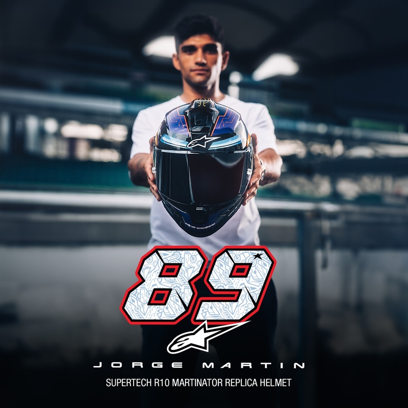 Kask motocyklowy integralny Alpinestars Supertech R-10 Limited Edition Martinator Jorge Martin Niebiesko-fioletowo-czerwono-żółty