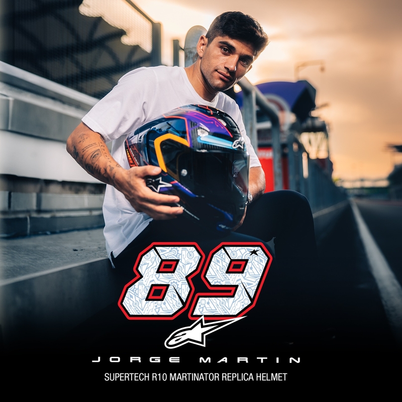 Kask motocyklowy integralny Alpinestars Supertech R-10 Limited Edition Martinator Jorge Martin Niebiesko-fioletowo-czerwono-żółty
