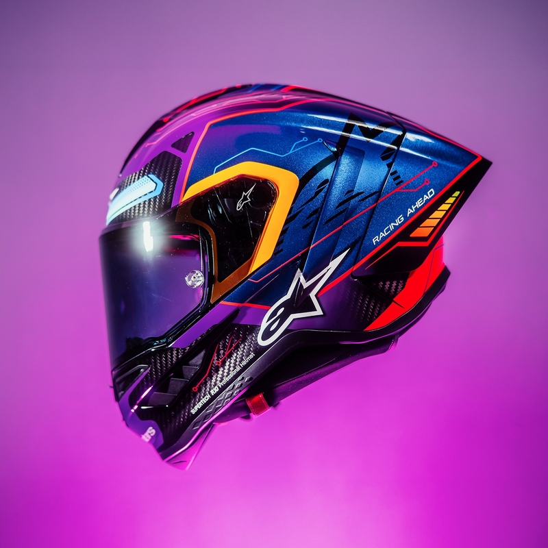 Kask motocyklowy integralny Alpinestars Supertech R-10 Limited Edition Martinator Jorge Martin Niebiesko-fioletowo-czerwono-żółty