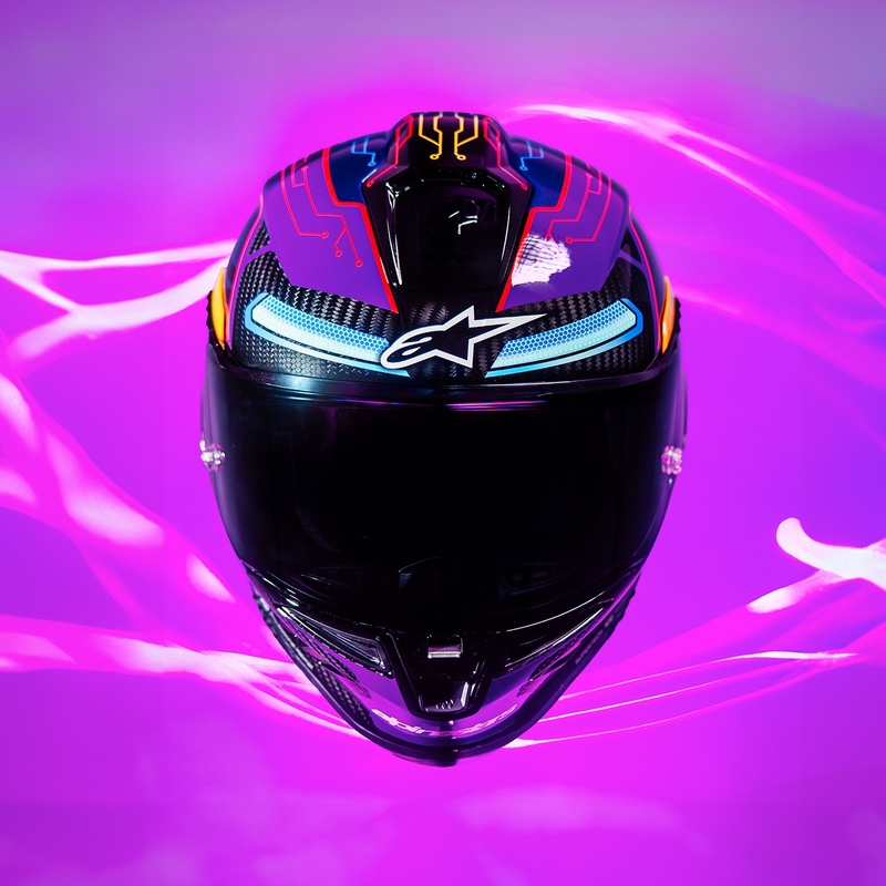Kask motocyklowy integralny Alpinestars Supertech R-10 Limited Edition Martinator Jorge Martin Niebiesko-fioletowo-czerwono-żółty