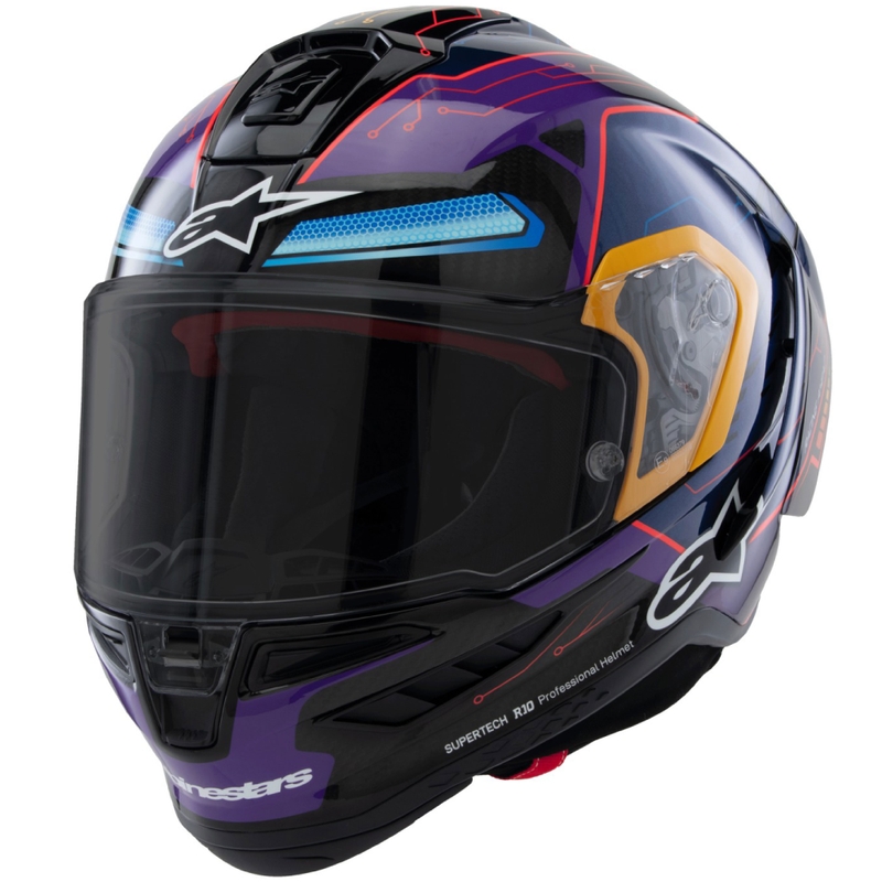 Kask motocyklowy integralny Alpinestars Supertech R-10 Limited Edition Martinator Jorge Martin Niebiesko-fioletowo-czerwono-żółty