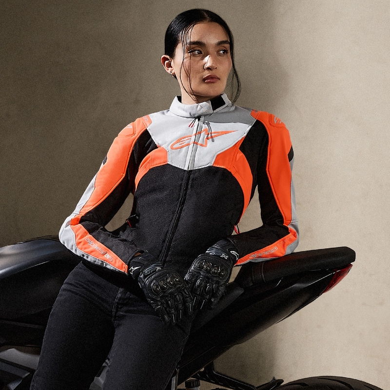 Damska kurtka motocyklowa Alpinestars Stella T-Jaws 4 Wodoodporna czarno-szaro-fluo-czerwona
