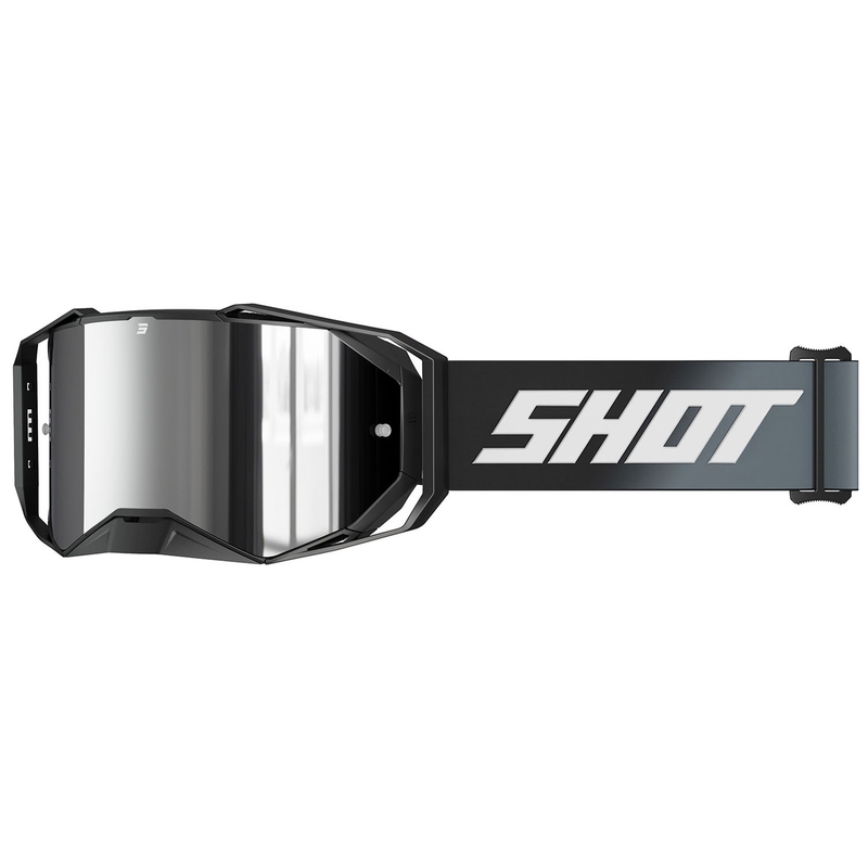Gogle motocrossowe Shot Lite Solid czerń ze srebrną irydową pleksiglasem