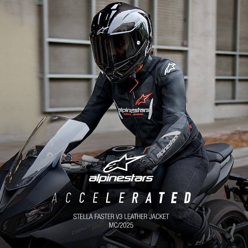 Damska skórzana kurtka motocyklowa Alpinestars Stella Faster 3 w kolorze czarno-biało-fluoczerwonym