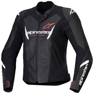 Damska skórzana kurtka motocyklowa Alpinestars Stella Faster 3 w kolorze czarno-biało-fluoczerwonym