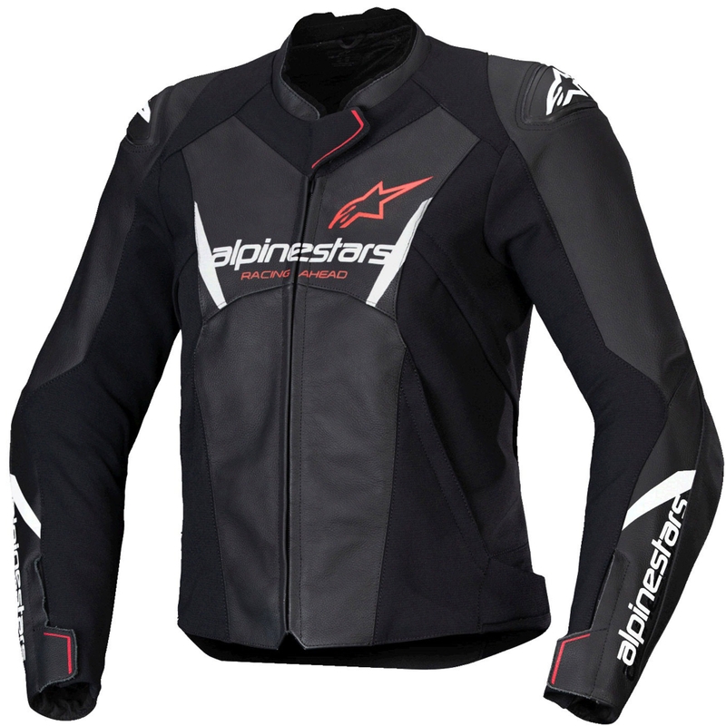 Damska skórzana kurtka motocyklowa Alpinestars Stella Faster 3 w kolorze czarno-biało-fluoczerwonym