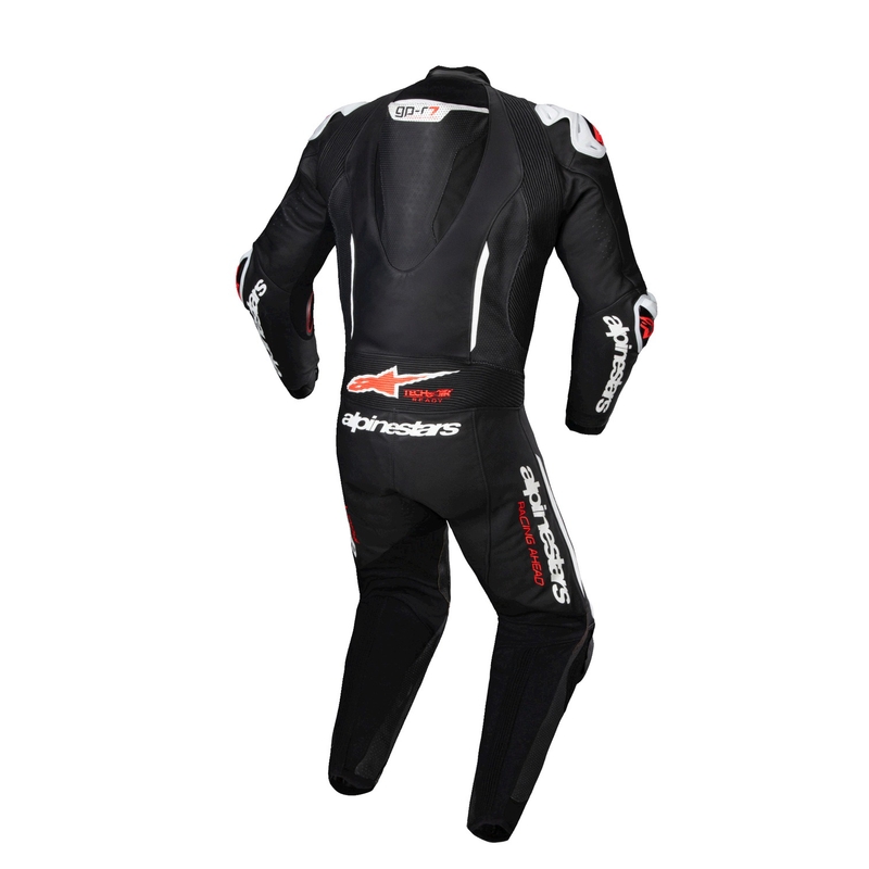 Alpinestars GP-R7 Jednoczęściowy skórzany kombinezon motocyklowy zgodny z technologią Tech-Air czarno-biało-fluo czerwony