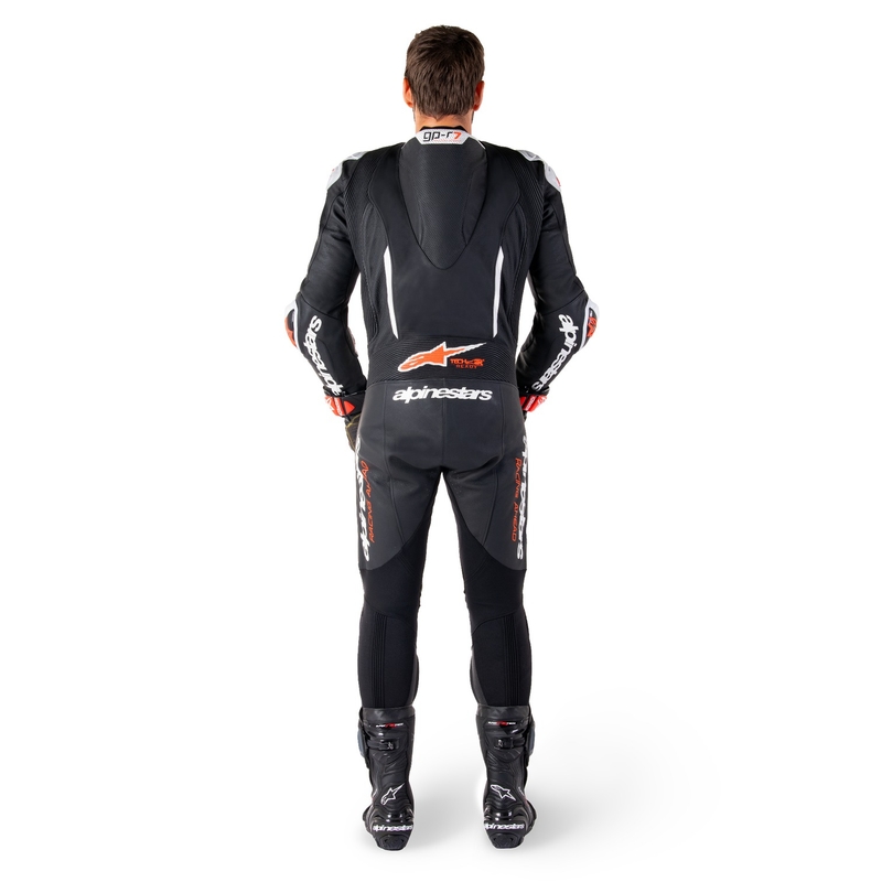 Alpinestars GP-R7 Jednoczęściowy skórzany kombinezon motocyklowy zgodny z technologią Tech-Air czarno-biało-fluo czerwony