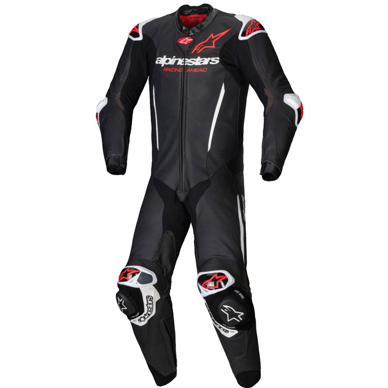 Alpinestars GP-R7 Jednoczęściowy skórzany kombinezon motocyklowy zgodny z technologią Tech-Air czarno-biało-fluo czerwony