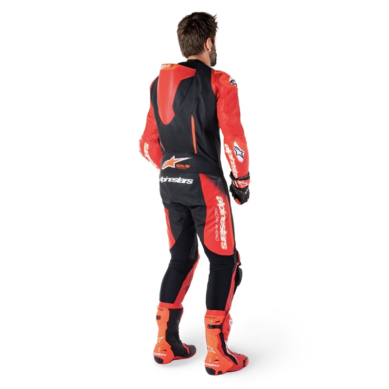 Czarno-czerwony jednoczęściowy kombinezon skórzany Alpinestars GP-R7 zgodny z technologią Tech-Air