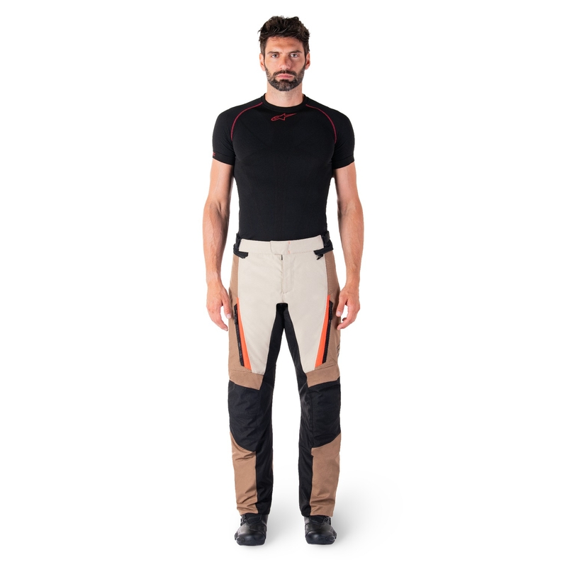 Alpinestars ST-1 Wodoodporne spodnie motocyklowe khaki-piaskowo-czarno-fluoczerwone