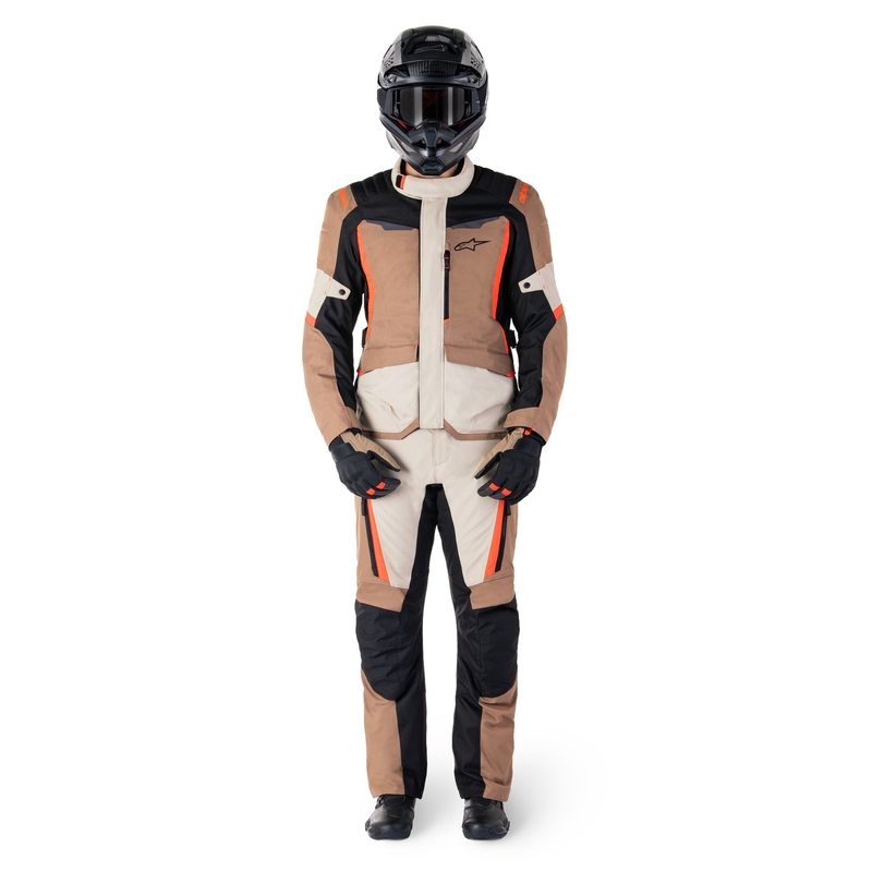 Alpinestars ST-1 Wodoodporne spodnie motocyklowe khaki-piaskowo-czarno-fluoczerwone