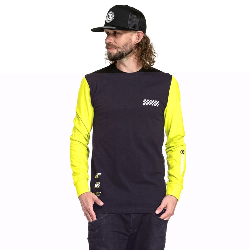 T-shirt z długim rękawem Meatfly Appex fluo żółto-czarny
