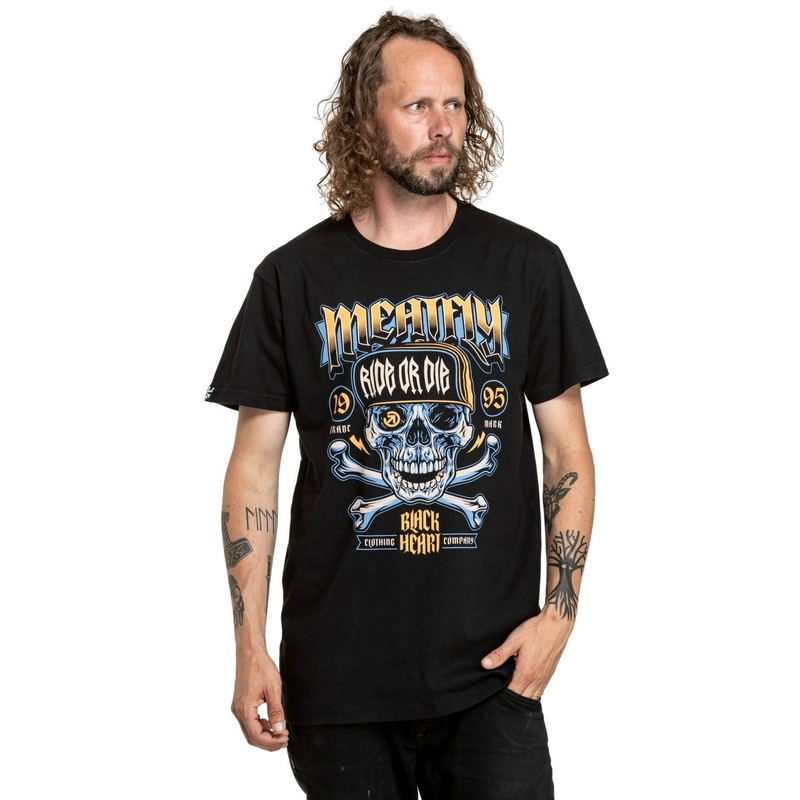Czarny t-shirt Meatfly Whiskey Crossbones