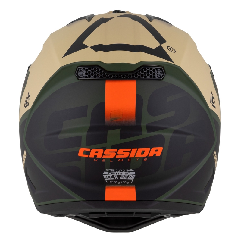 Kask motocyklowy motocross Cassida Cross Cup 2 Napa matowy piaskowo-zielono-pomarańczowo-czarny